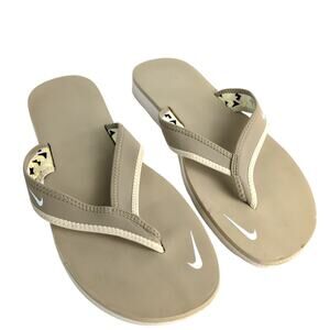 NIKE Celso Girl Women's 11 Flip Flops Sandals Thongs Beige Khaki Comfort Slides